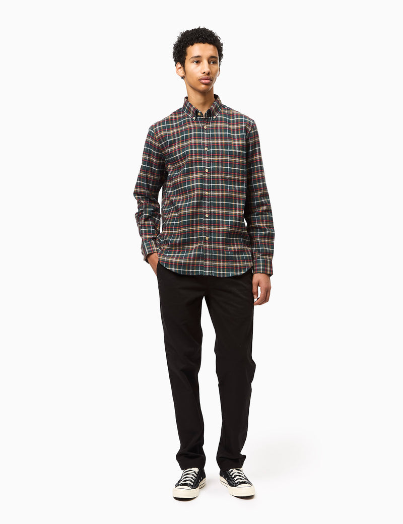 Portuguese Flannel Forest Train Shirt - Green