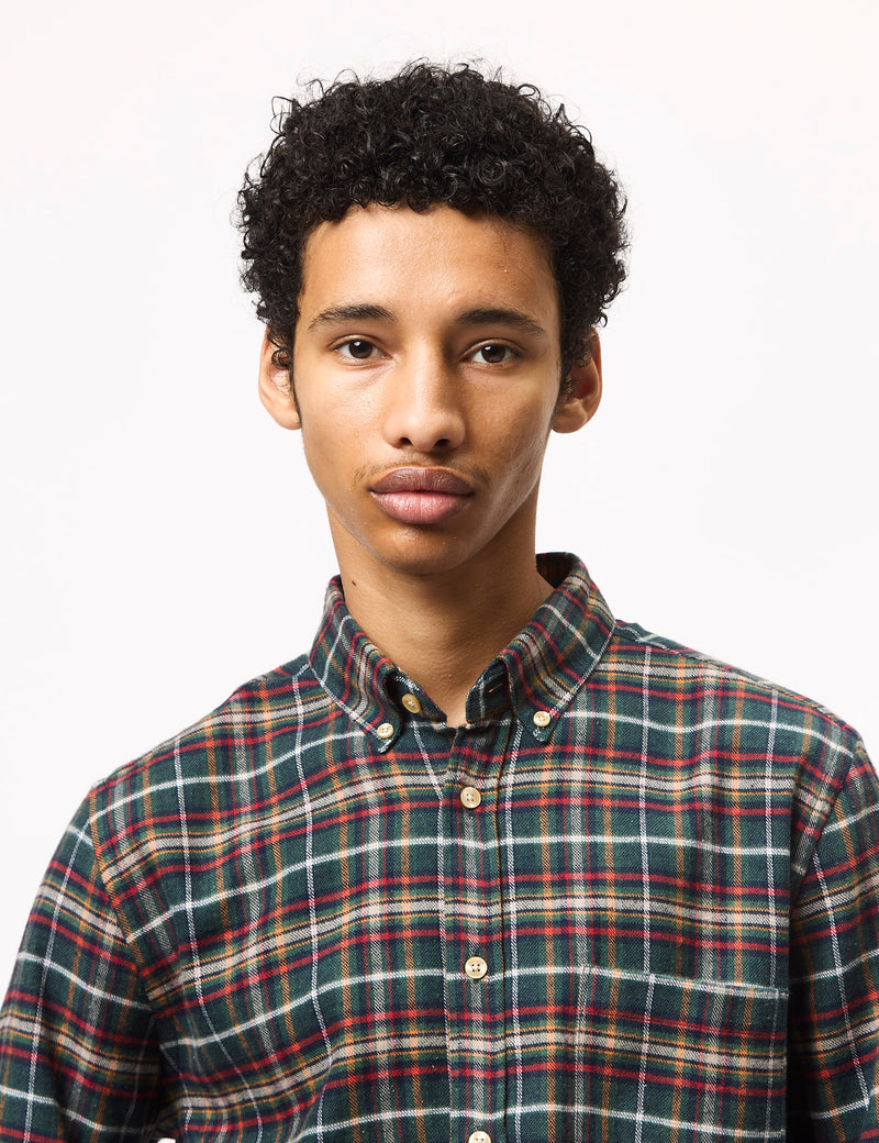 Portuguese Flannel Forest Train Shirt - Green