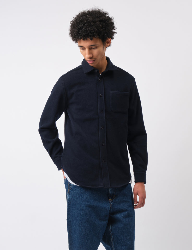 Portuguese Flannel Form Shirt - Navy Blue