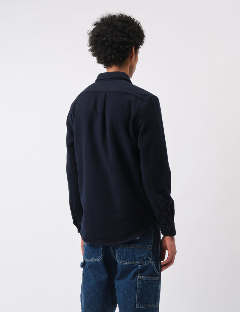 Portuguese Flannel Form Shirt - Navy Blue