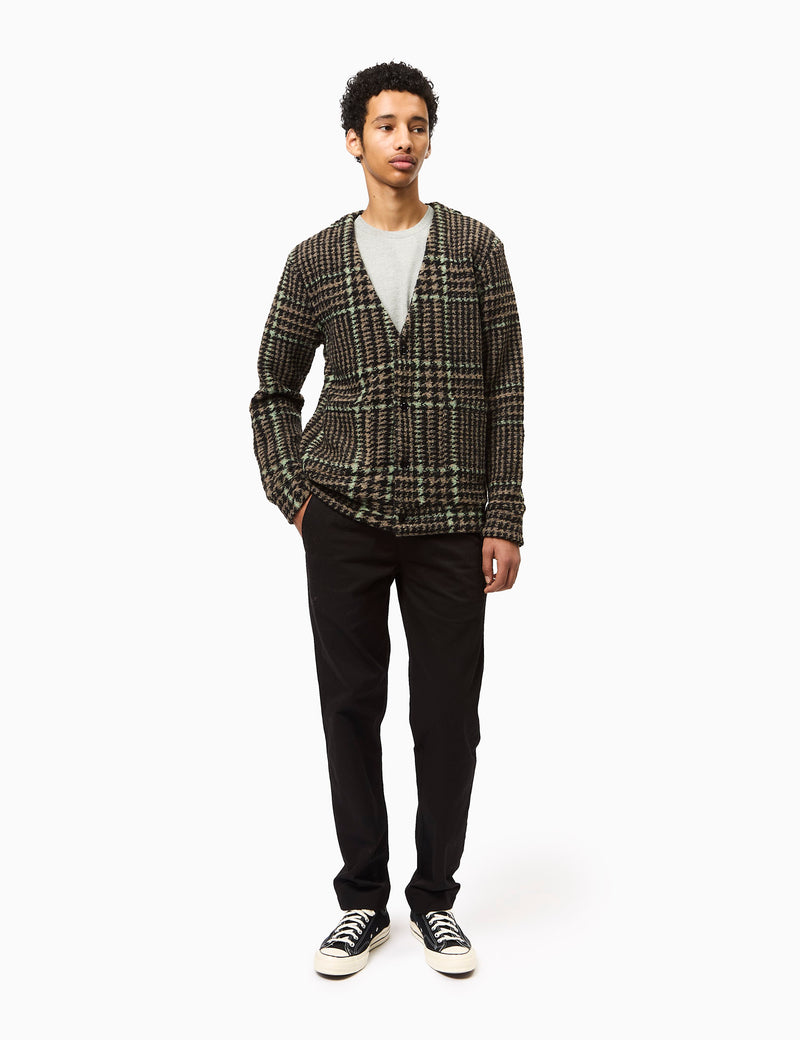 Portuguese Flannel Gales Cardigan - Black/Green