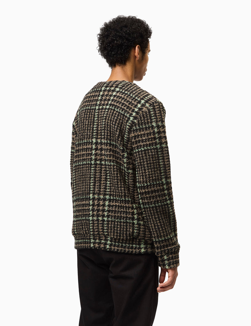 Portuguese Flannel Gales Cardigan - Black/Green