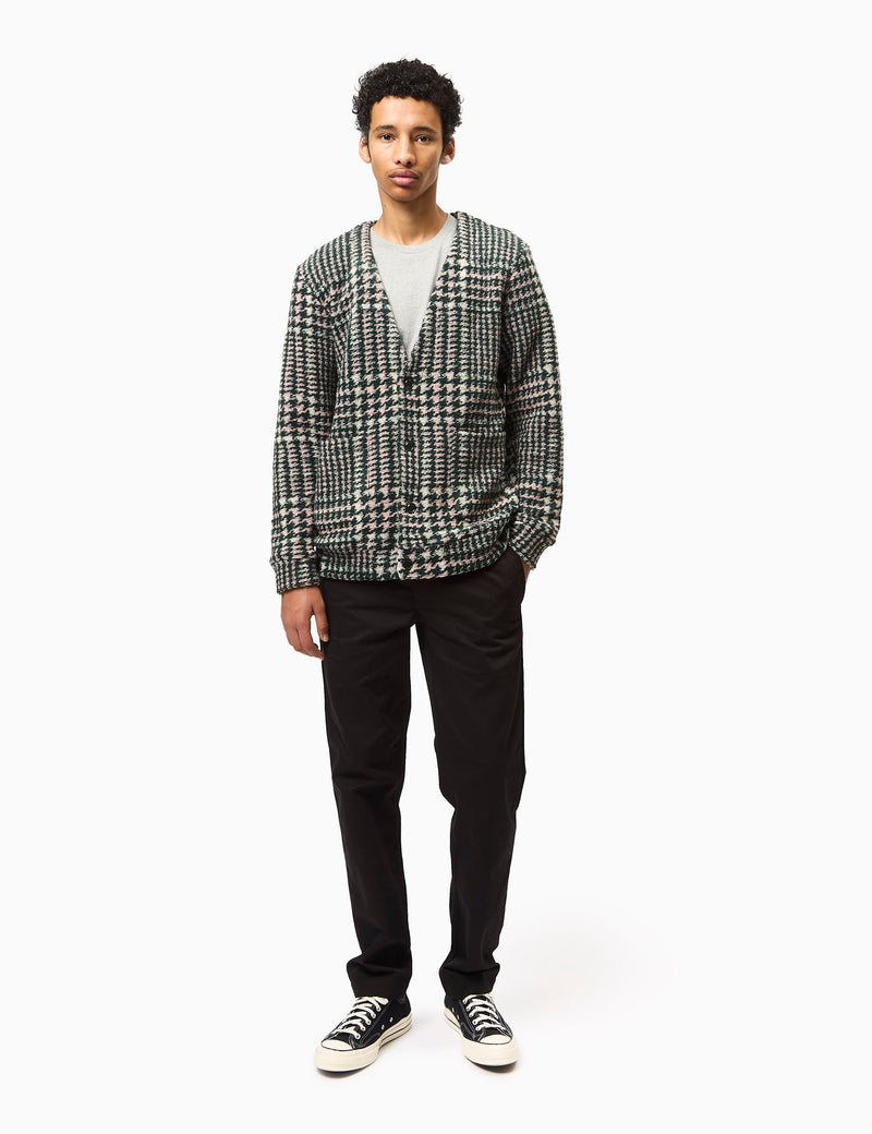 Portuguese Flannel Gales Cardigan - Green/Rose