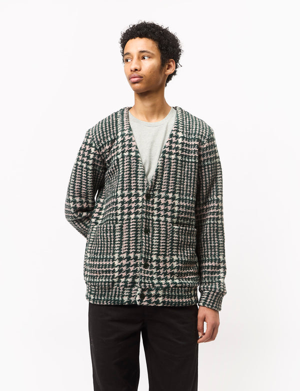 Portuguese Flannel Gales Cardigan - Green/Rose