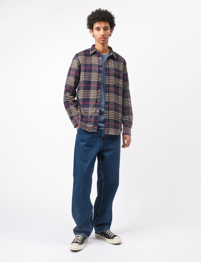 Portuguese Flannel Pomar Shirt - Navy Blue