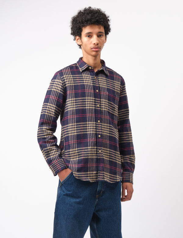 Portuguese Flannel Pomar Shirt - Navy Blue