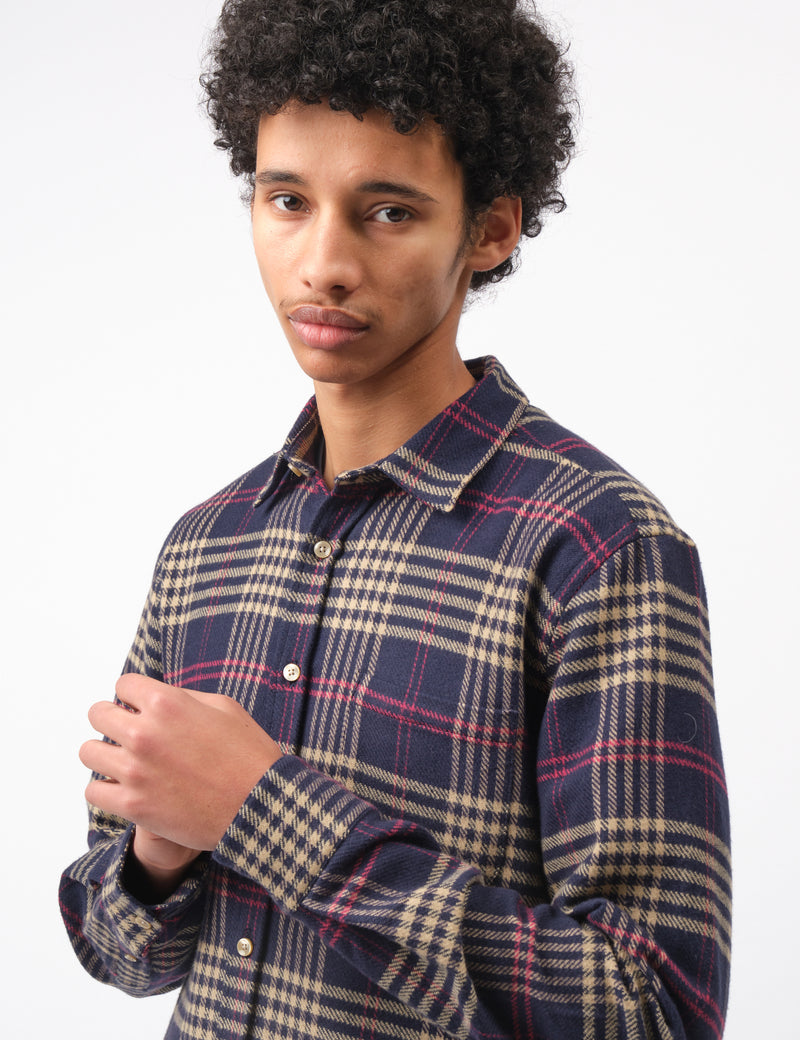 Portuguese Flannel Pomar Shirt - Navy Blue