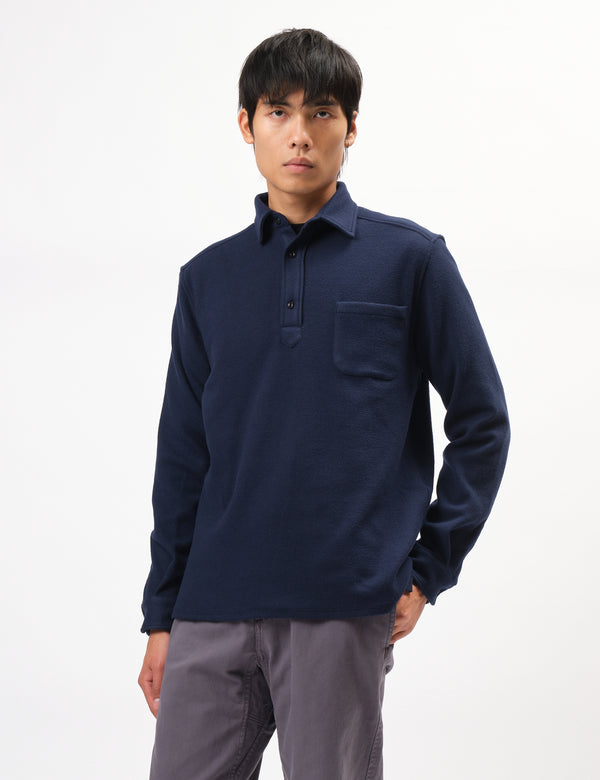 Portuguese Flannel Origem Popover Shirt - Navy Blue