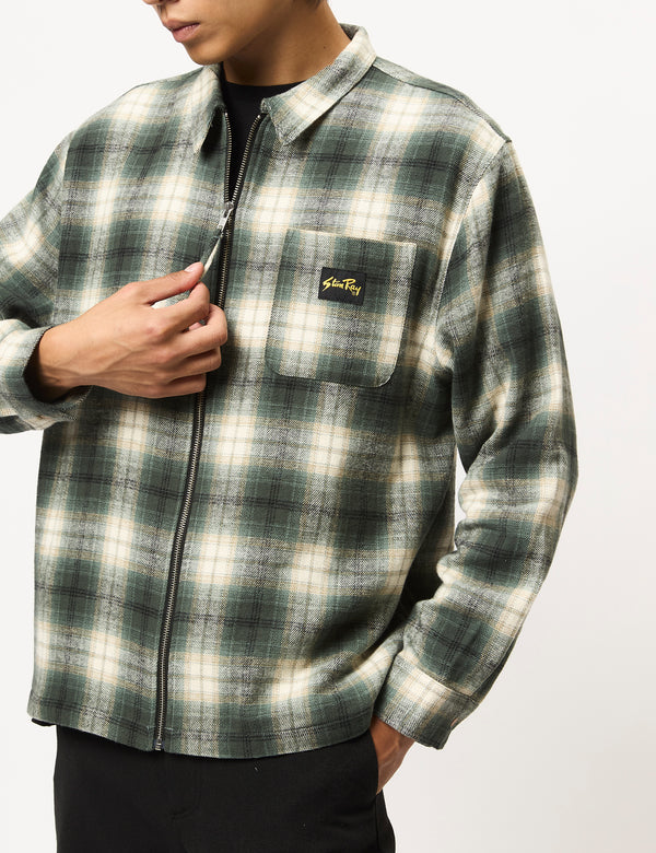 Stan Ray Zip Plaid Shirt - Green