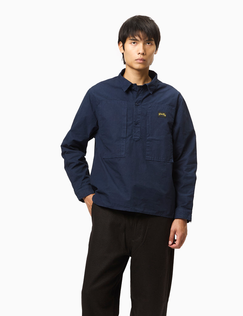 Stan Ray Painters Pop-Over Shirt (Ripstop) - Navy Blue