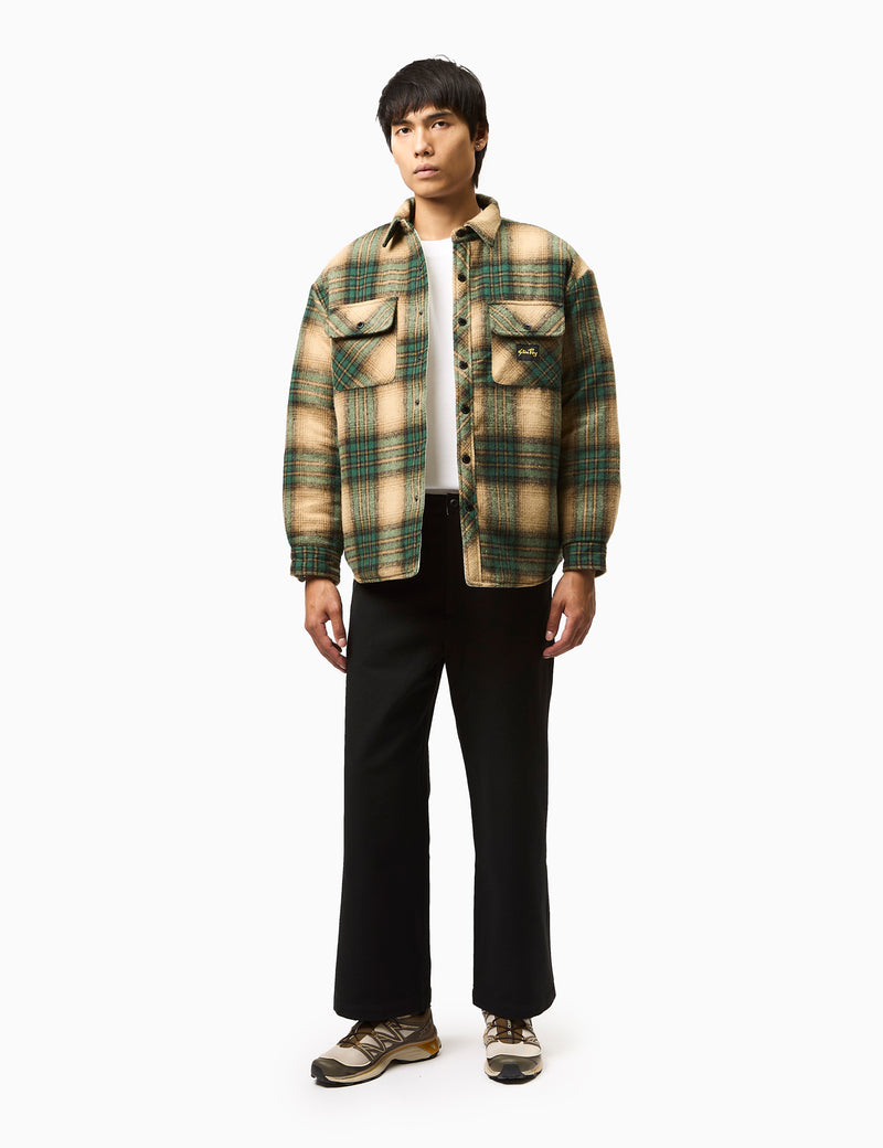 Stan Ray Quilted Plaid Overshirt - Olive Green