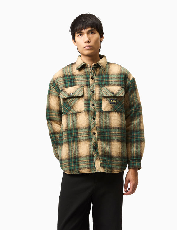 Stan Ray Quilted Plaid Overshirt - Olive Green