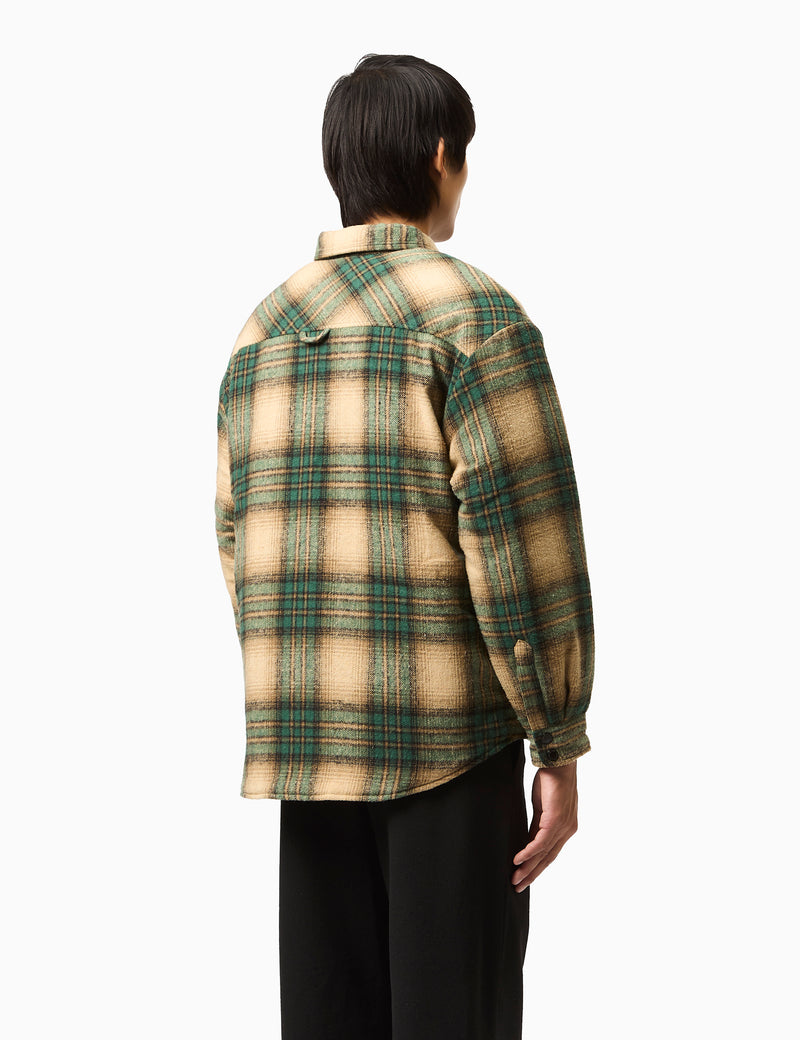 Stan Ray Quilted Plaid Overshirt - Olive Green