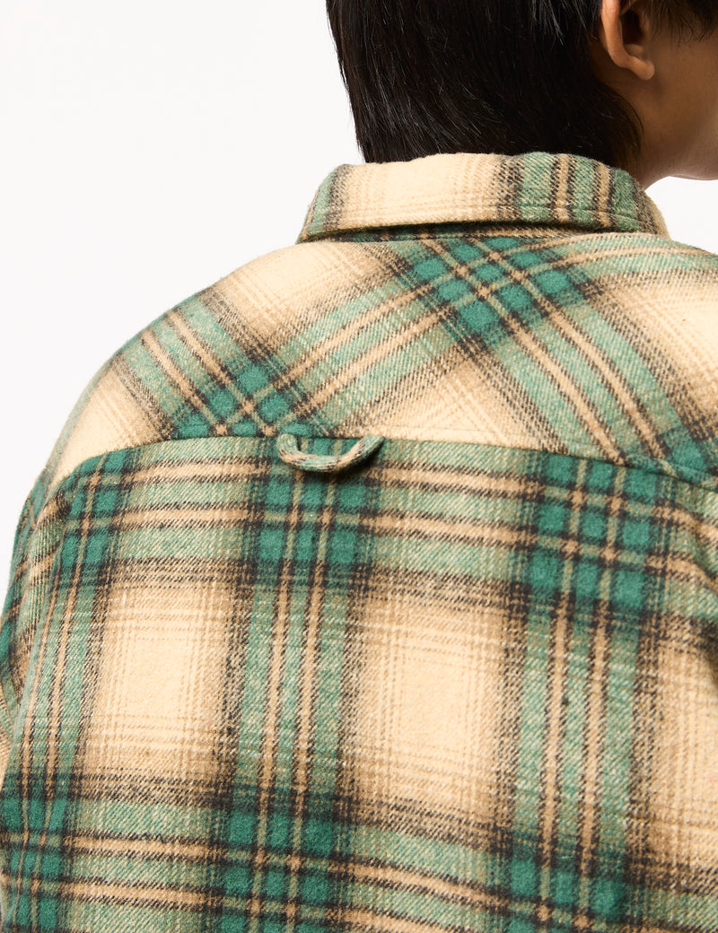 Stan Ray Quilted Plaid Overshirt - Olive Green