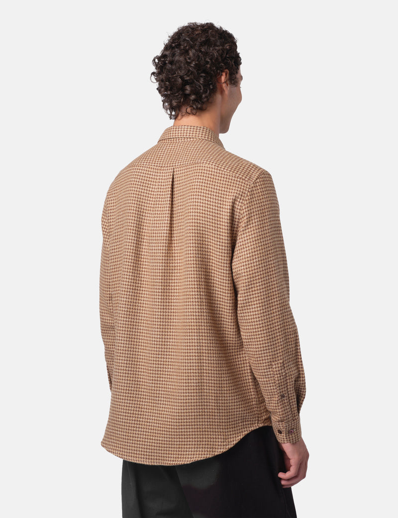 Portuguese Flannel Abstract Pied Poule Shirt - Brown