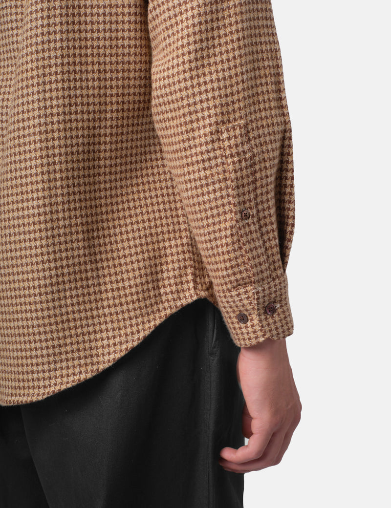 Portuguese Flannel Abstract Pied Poule Shirt - Brown