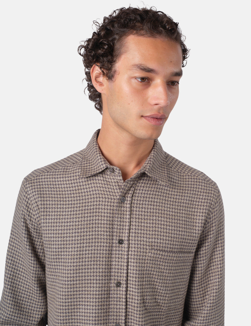 Portuguese Flannel Abstract Pied Poule Shirt - Charcoal Grey