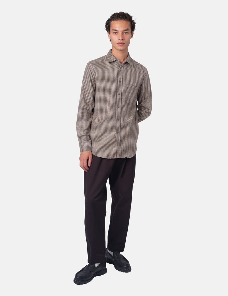 Portuguese Flannel Abstract Pied Poule Shirt - Charcoal Grey
