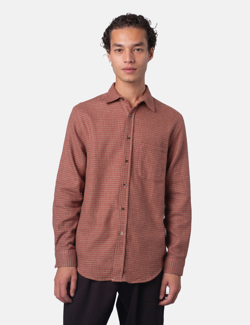 Portuguese Flannel Abstract Pied Poule Shirt - Clay
