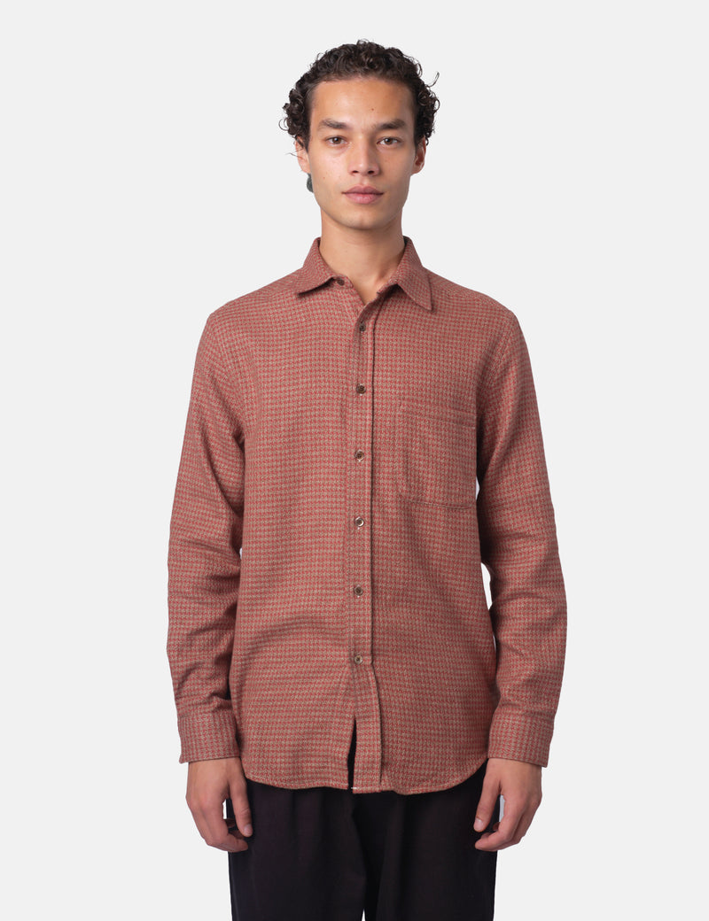 Portuguese Flannel Abstract Pied Poule Shirt - Clay