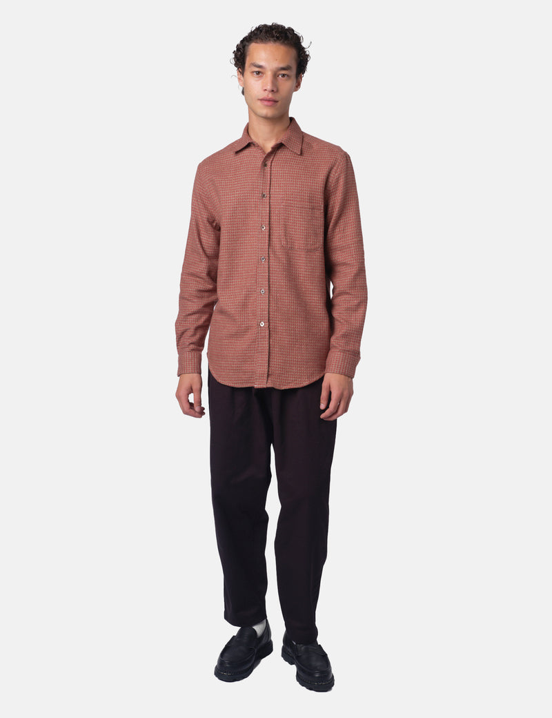 Portuguese Flannel Abstract Pied Poule Shirt - Clay