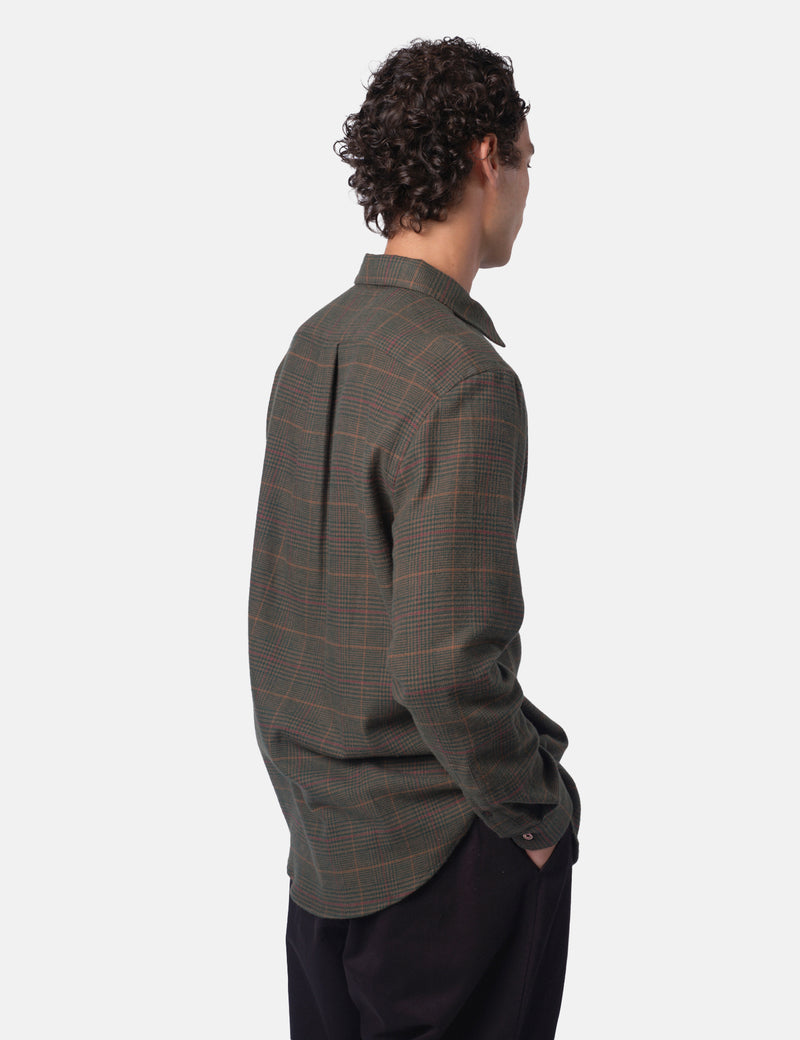 Portuguese Flannel Lake Shirt - Green/Bordeaux/Brown