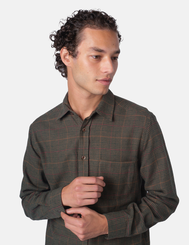 Portuguese Flannel Lake Shirt - Green/Bordeaux/Brown