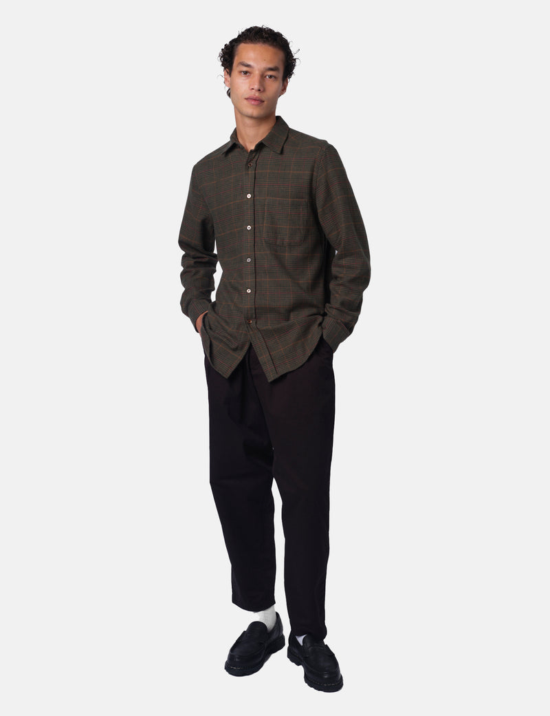 Portuguese Flannel Lake Shirt - Green/Bordeaux/Brown