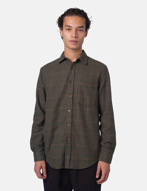 Portuguese Flannel Lake Shirt - Green/Bordeaux/Brown