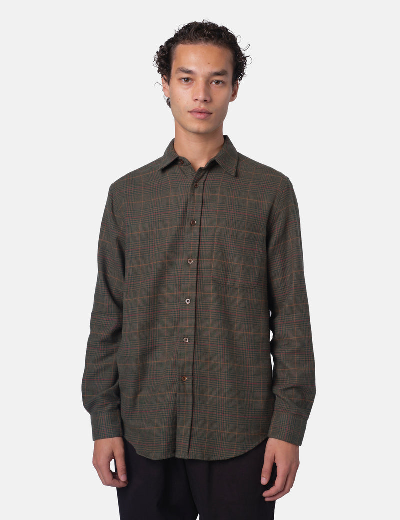 Portuguese Flannel Lake Shirt - Green/Bordeaux/Brown