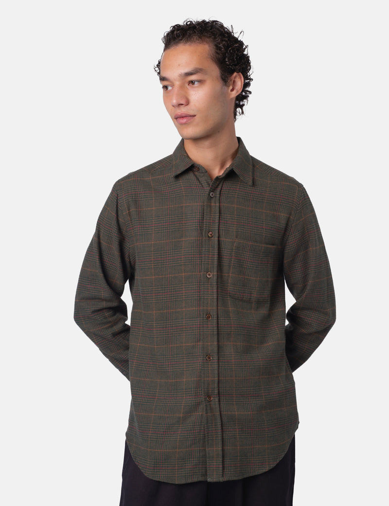 Portuguese Flannel Lake Shirt - Green/Bordeaux/Brown