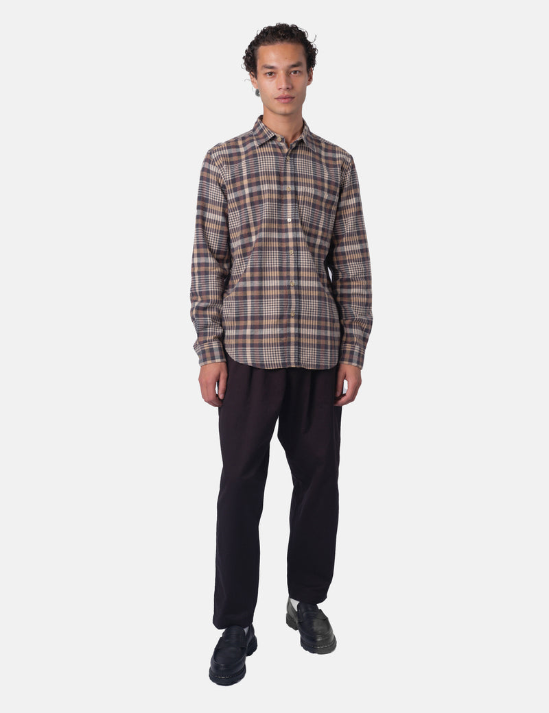 Portuguese Flannel Manta Shirt - Grey/Brown/Yellow/Off white