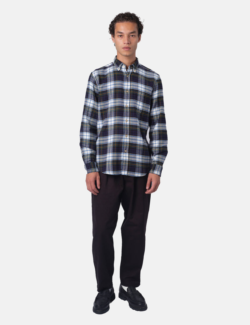 Portuguese Flannel Marao Shirt - Navy/Green/White/Yellow