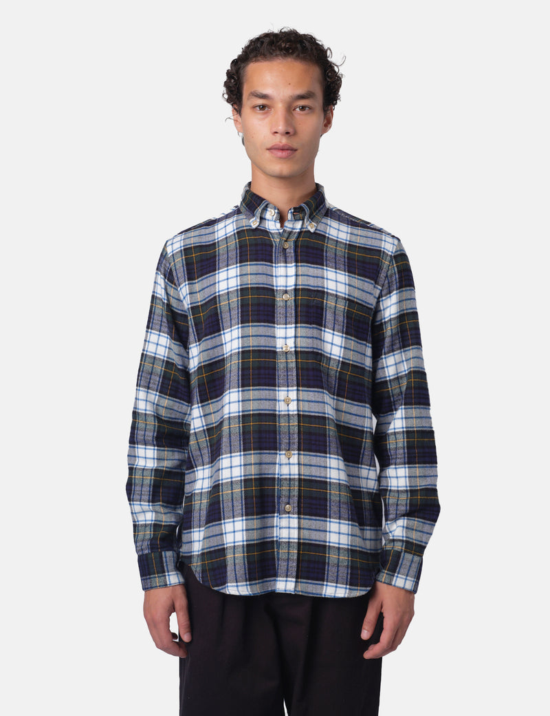 Portuguese Flannel Marao Shirt - Navy/Green/White/Yellow