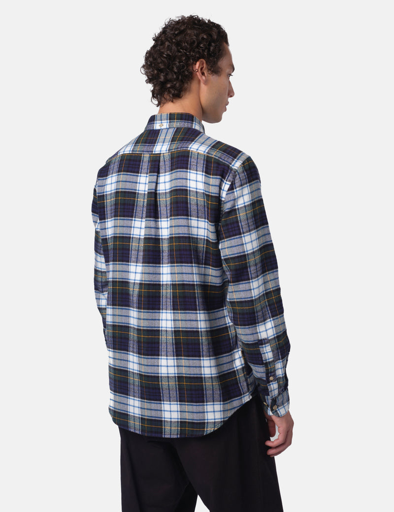 Portuguese Flannel Marao Shirt - Navy/Green/White/Yellow