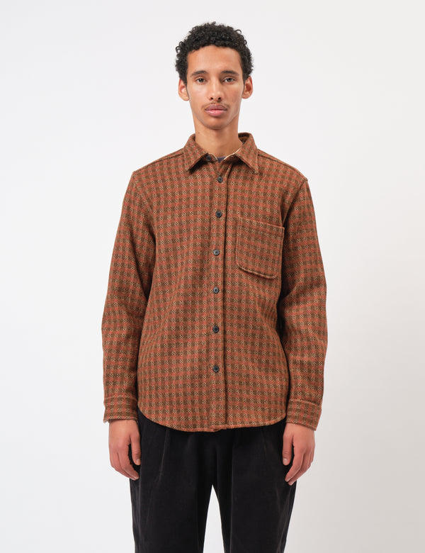 Portuguese Flannel Merino Tweed Shirt - Brown