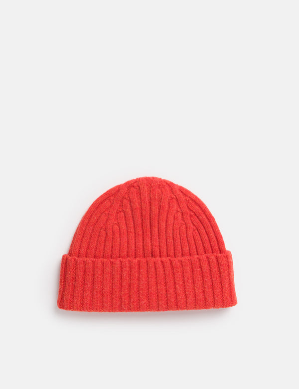 Bhode Pennan Pure Wool Beanie Hat (Knitted in Scotland) - Inferno