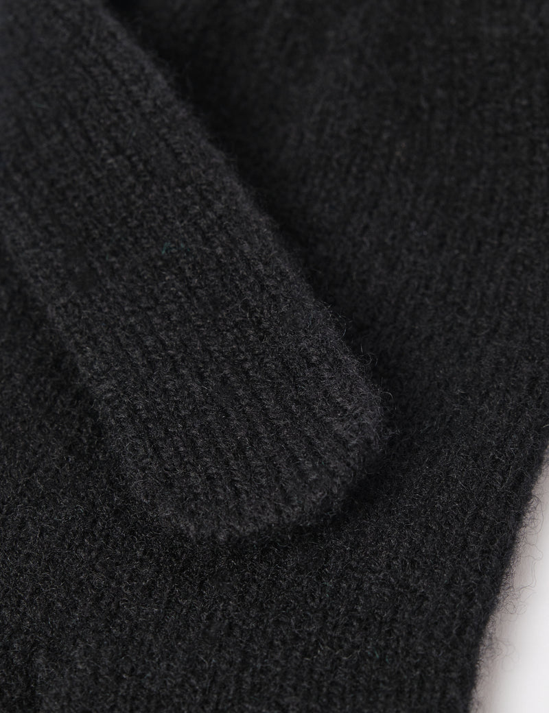 Bhode Newlyn Pure Wool Gloves (Knitted in Scotland) - Black