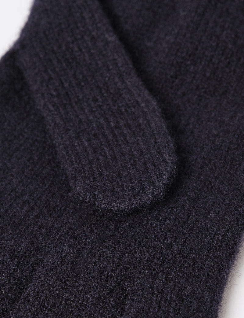 Bhode Newlyn Pure Wool Gloves (Knitted in Scotland) - Navy Blue