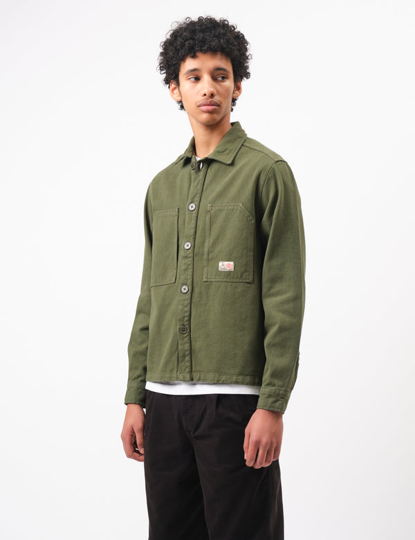 Bhode Map Pocket Overshirt Twill - Army Green