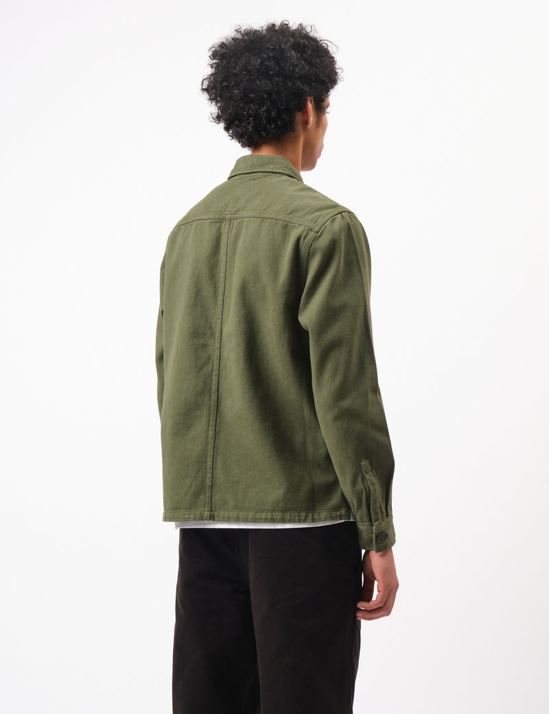 Bhode Map Pocket Overshirt Twill - Army Green