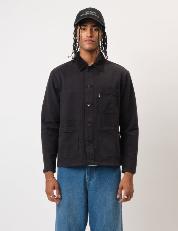 Bhode Chore Jacket Cord Collar - Anthracite Black