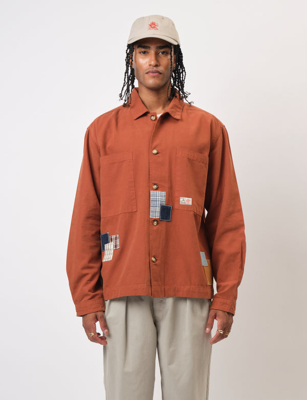 Bhode Hunting Overshirt Twill (Patchwork) - Rust