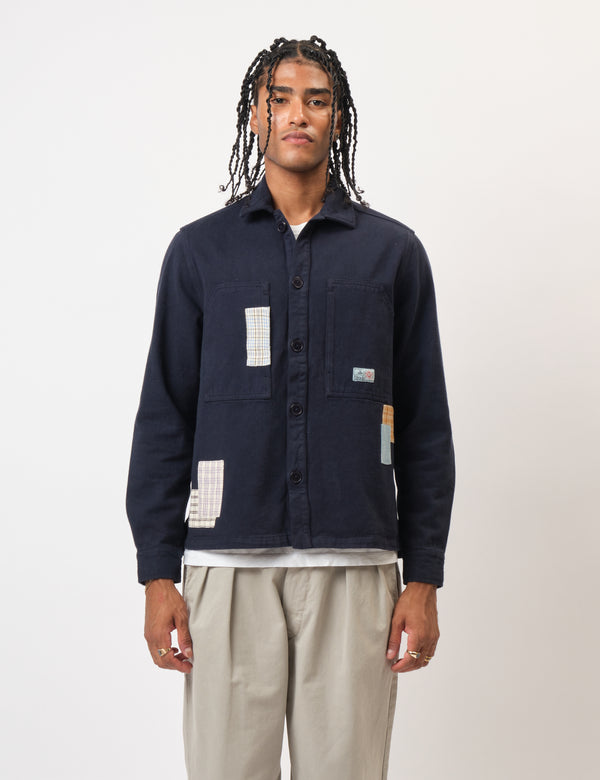 Bhode Map Pocket Overshirt (Patchwork) - Navy Blue