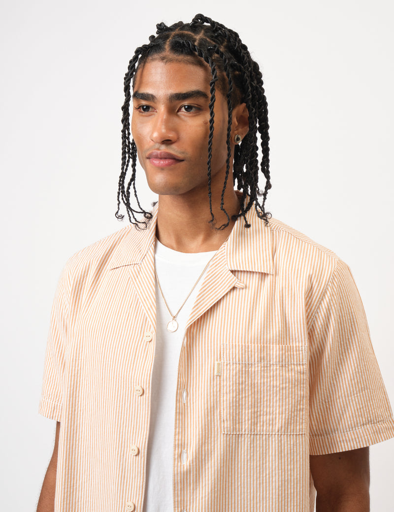 Bhode Cuca Seersucker Stripe Short Sleeve Shirt  - Rust/White