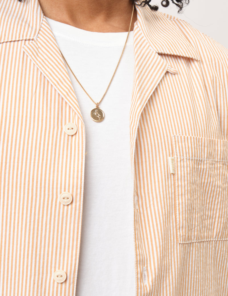 Bhode Cuca Seersucker Stripe Short Sleeve Shirt  - Rust/White