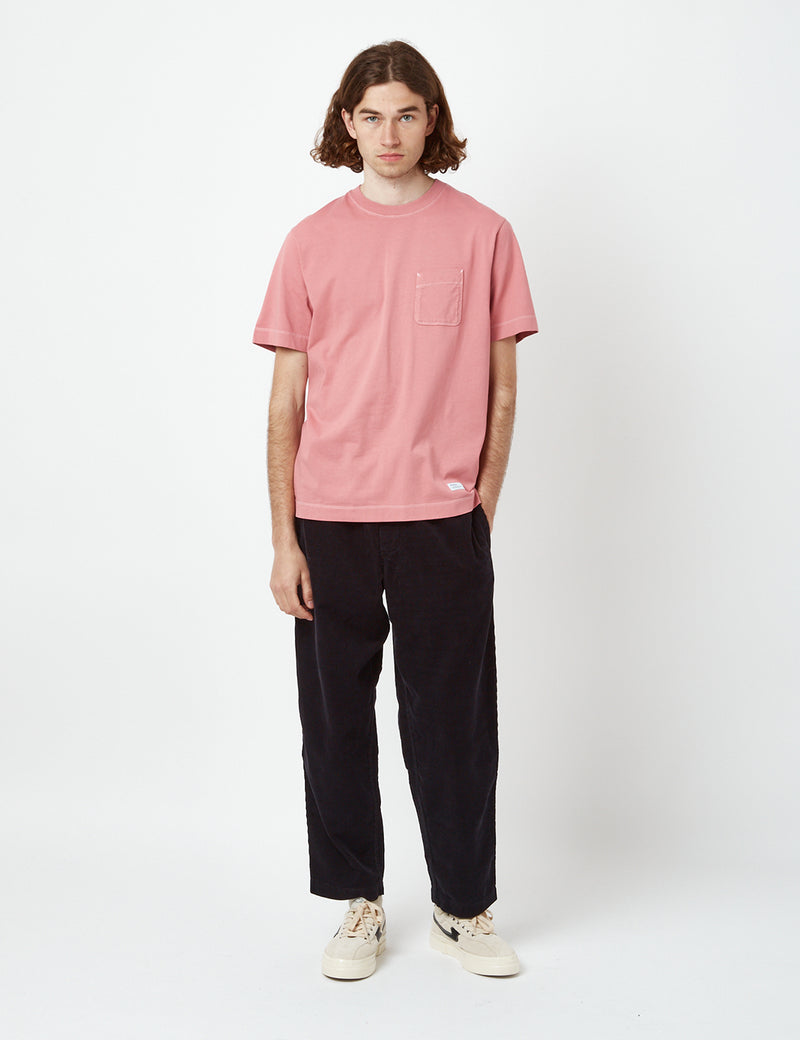 Bhode Contrast Stitch Pocket T-Shirt (Organic) - Dusty Rose