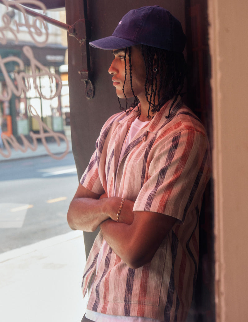 Bhode Cuban Stripe Short Sleeve Shirt - Stone