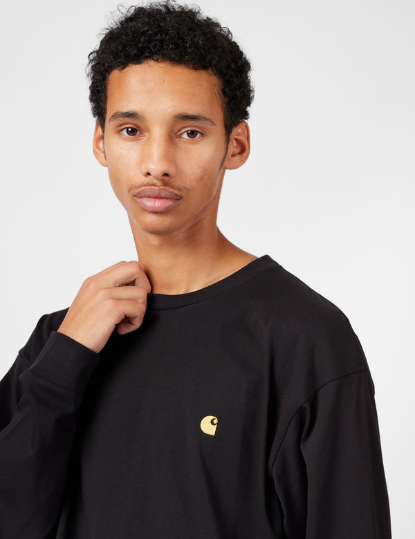 Carhartt-WIP Chase Long Sleeve T-Shirt - Black/Gold