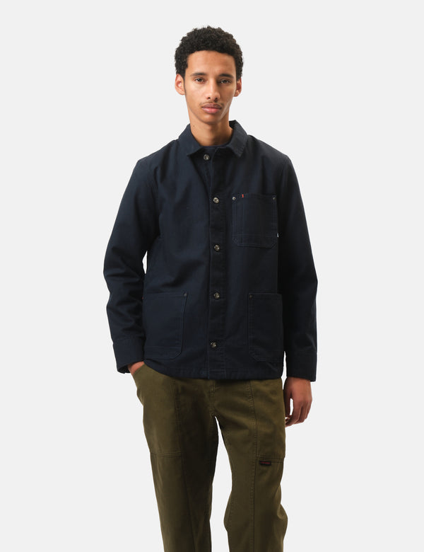 Finisterre Basset Flannel Lined Jacket - Navy Blue